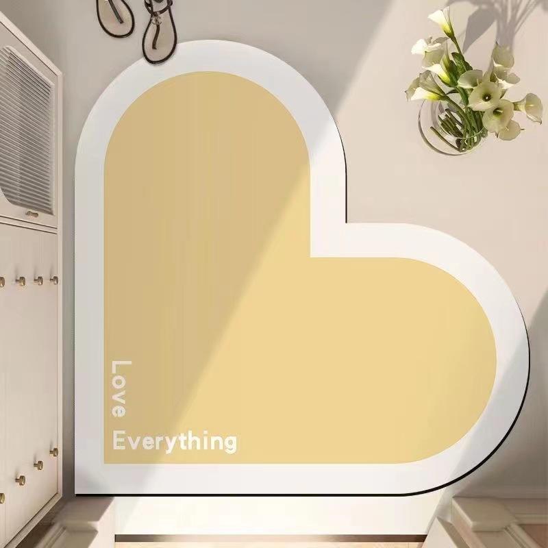 Красный коврик для ног в форме сердца, моющийся коврик для двери в ванную, впитывающий и нескользящий коврик для ног