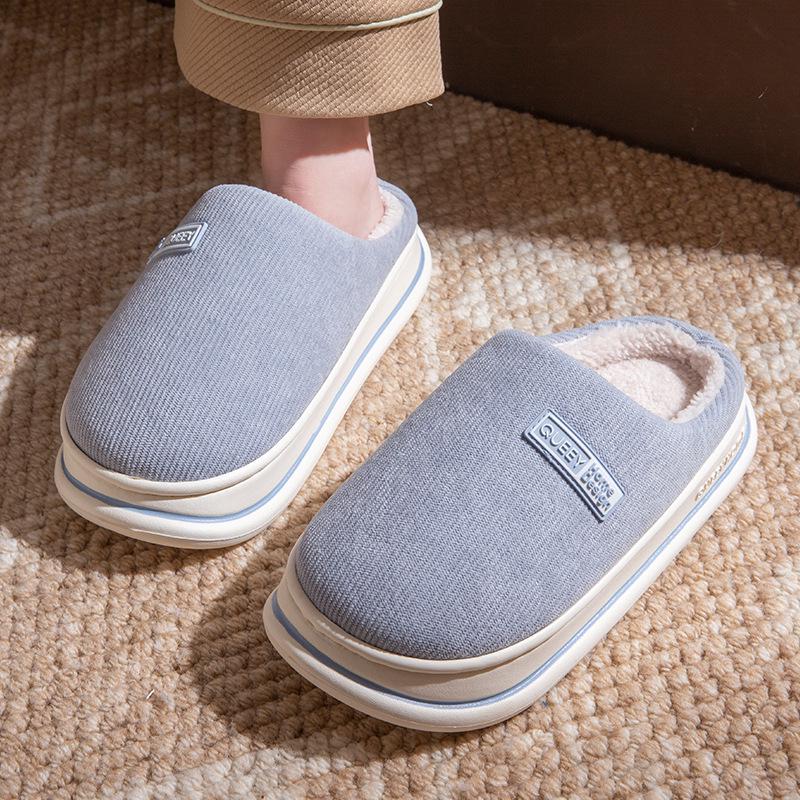 2025 Новые осенне-зимние эластичные хлопковые тапочки на толстой подошве - Теплые, нескользящие и удобные для мужчин и женщин