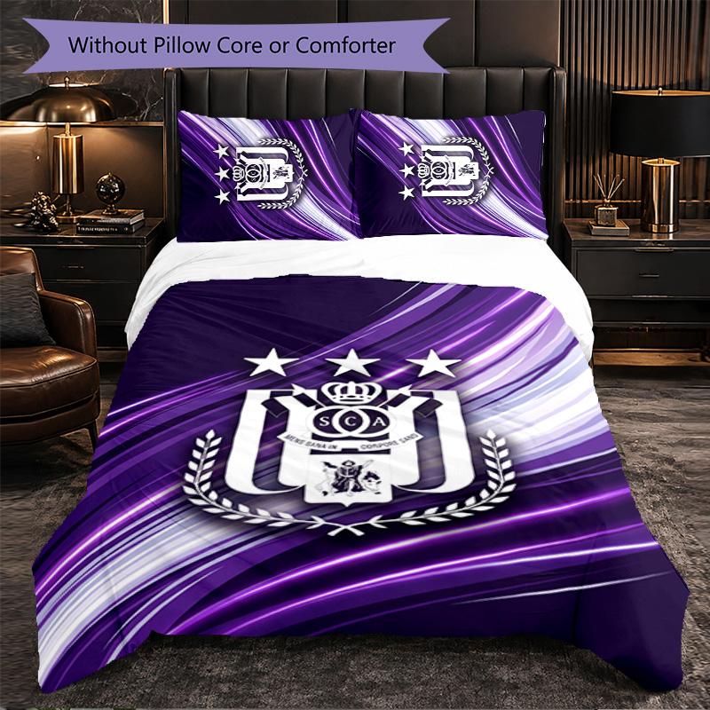 Anderlecht FC Themed Bedding 3Pcs Duvet Cover Set Decorative Bed Linen For Teen Room Home Decoration