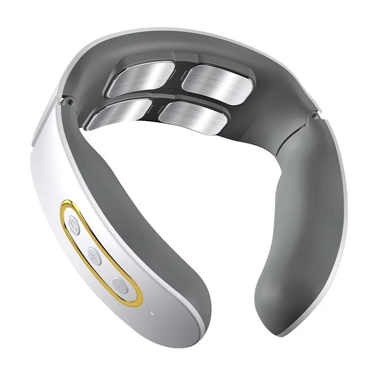 Электрический массажер для шеи и плеч, разминающий 4 головки, магнитно-импульсный массаж TENS, расслабляющий шейный позвонок, облегчающий боль