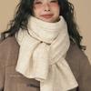 Soft White Knitted Wool Scarf, Retro Twist Design, Thick and Warm, College Style for Women and Men