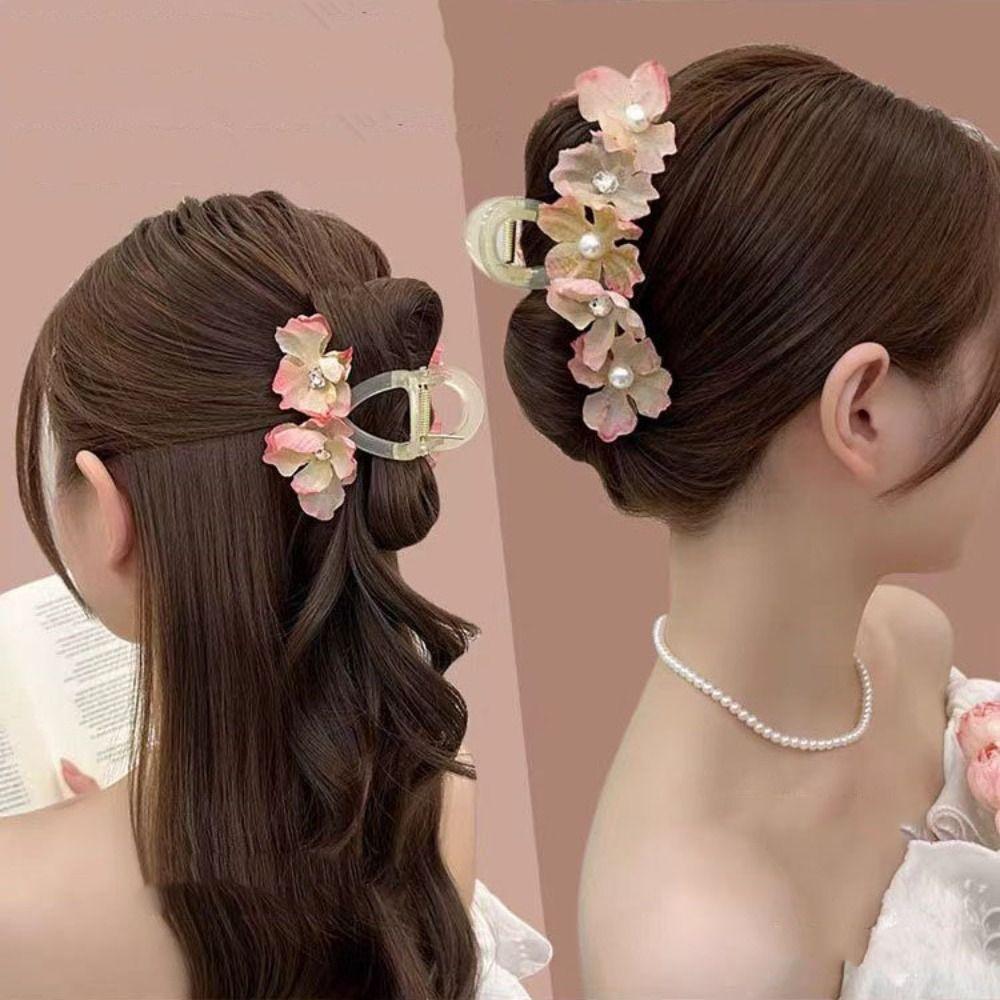 Simulated Flower Flower Hair Claw Korean Style Hair Crab Clip Elegant Sweet Hair Catches Girl