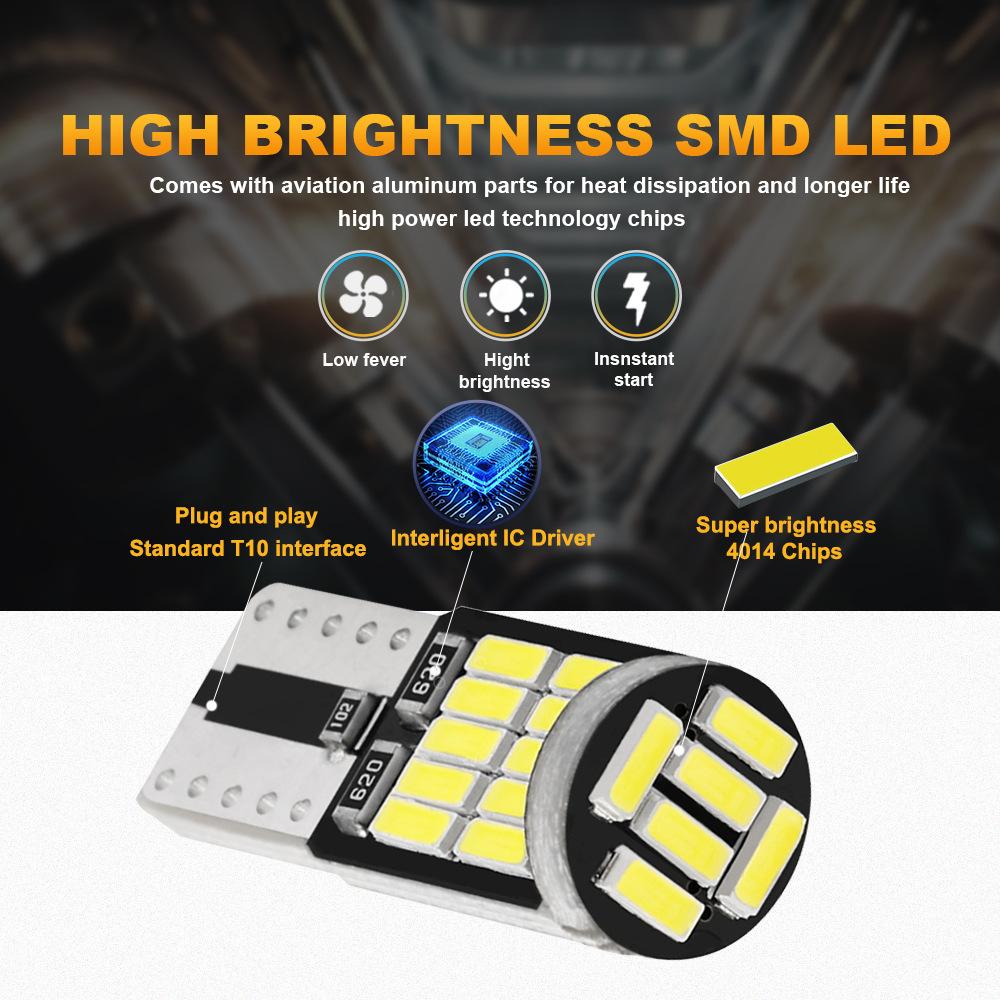 10pcs T10 Led Canbus No Error Car Interior Light T10 26 SMD 4014 Chip Car Interior Dome Reading License Plate Light Signal Lamp Dome Lights 6