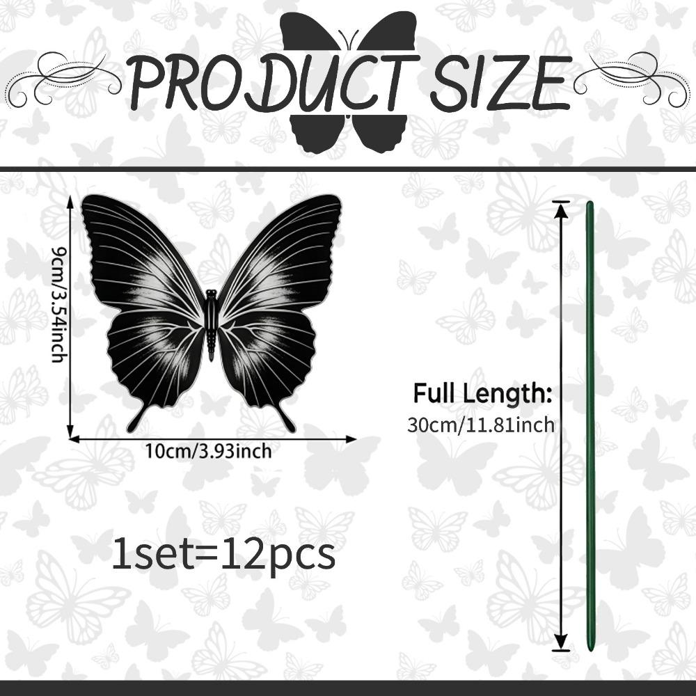 12PCS 3D Butterfly Butterfly Lawn Ornament Landscape Decoration Flower Pot Stakes for Flower Pots