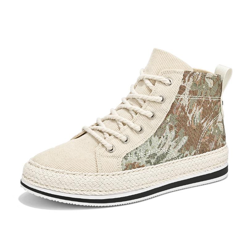 Мода 2024 года, осень, горячая повседневная обувь с толстой подошвой, модные уличные туфли с высоким верхом, дышащая парусиновая обувь, нескользящие кроссовки для мужчин