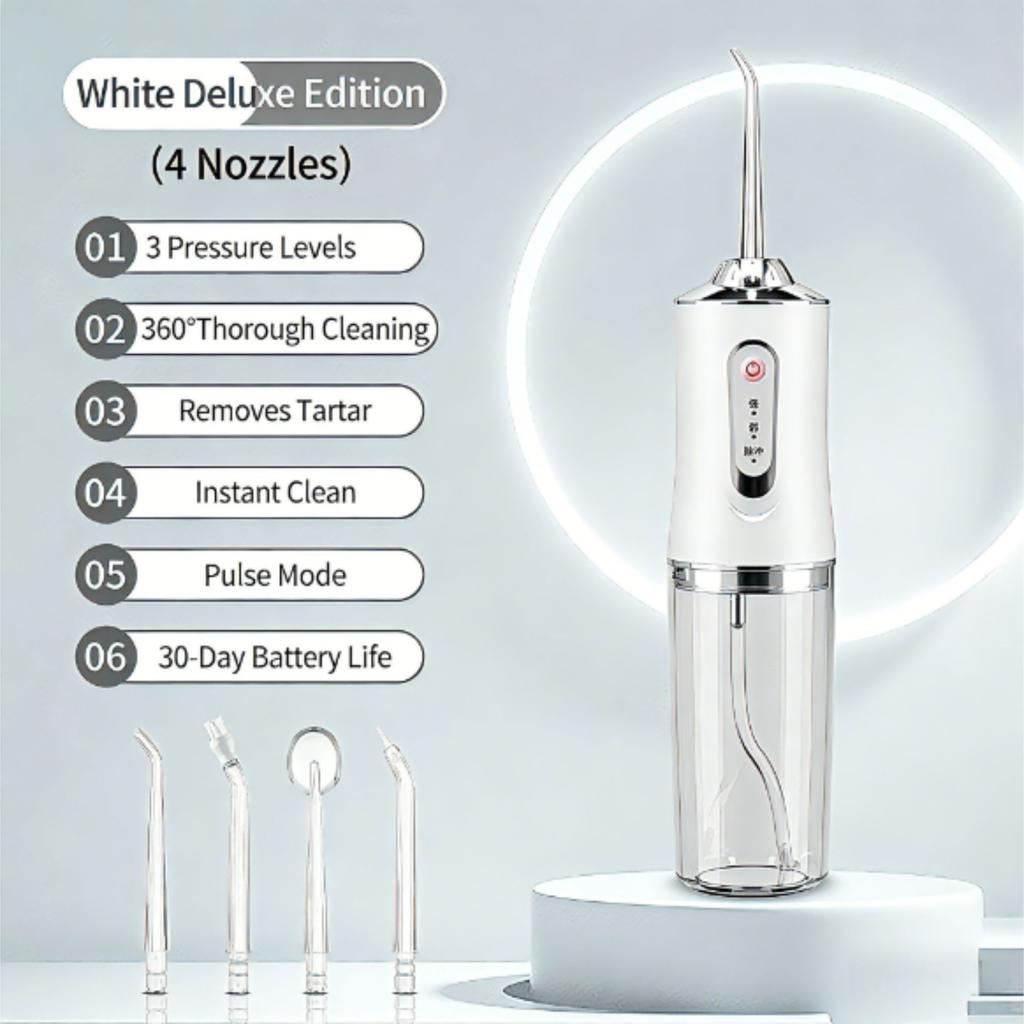 Portable Electric Dental Scaler with Water Flosser - Handheld Tartar Remover Jet Cleaner for Home Oral Care with 3 Cleaning Modes Rechargeable Teeth