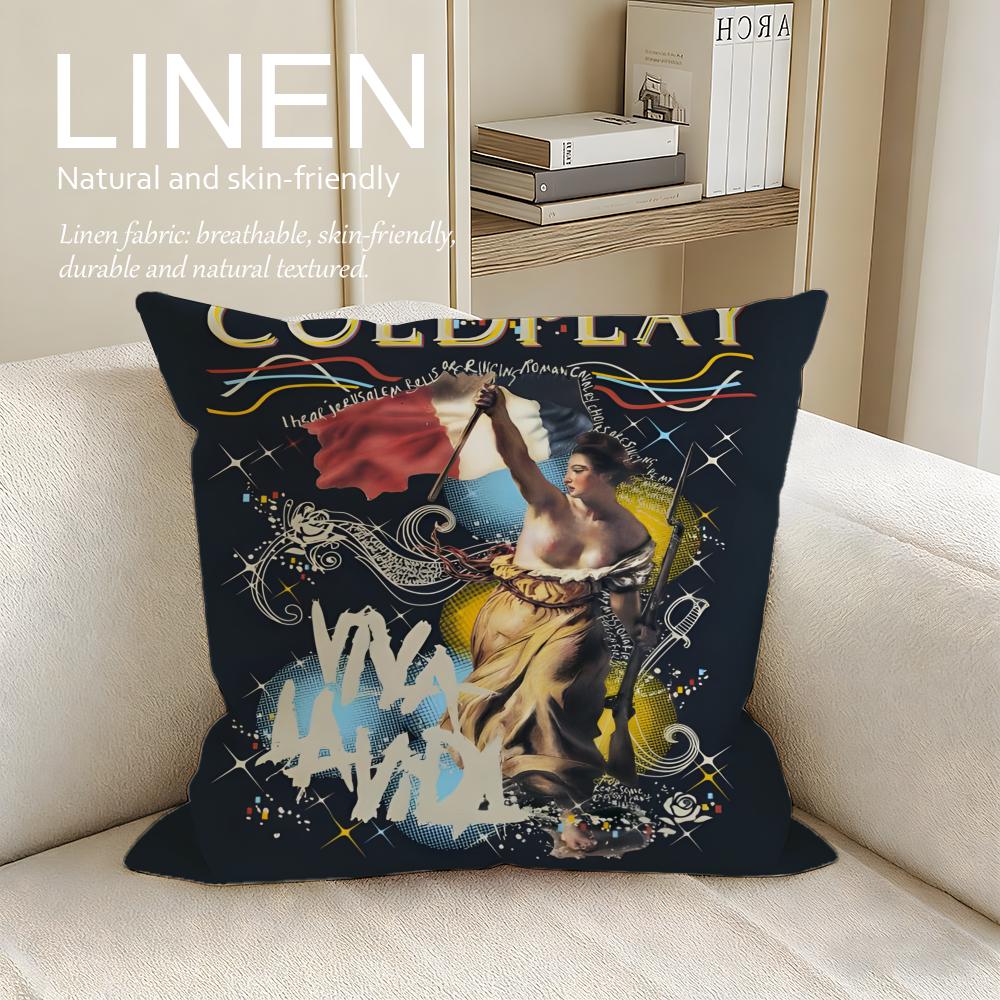 Music Coldplay Cushion Cover Pillowcase Set Pcs x x Breathable Washable Sofa Cushion Cover