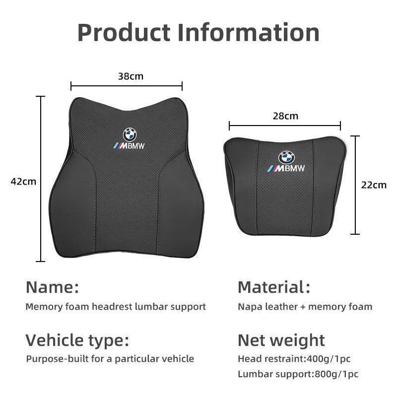 New Car Seat Headrest Neck Support Embroidered Memory Foam Lumbar Cushion For BMW M X1 X3 X5 X6 X7 E30 E90 M3 E84 E83 F25 E