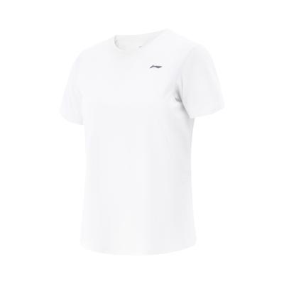 Li Ning Серия Фитнес Однотонная Удобная Простая Футболка с Коротким Рукавом и Круглым Вырезом Женские Топы Белый ATSV560-1