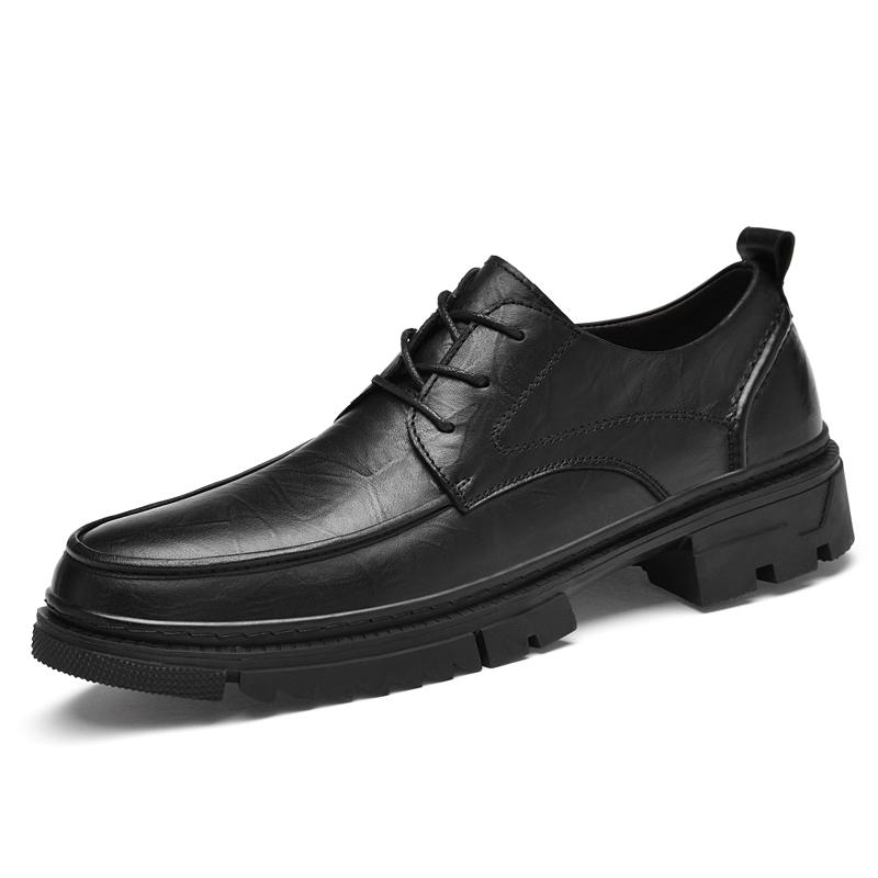 High Quality Genuine Leather Shoes Men Flats Fashion Men's Casual Shoes Brand Man Soft Comfortable Lace Up Black Business Formal Shoes