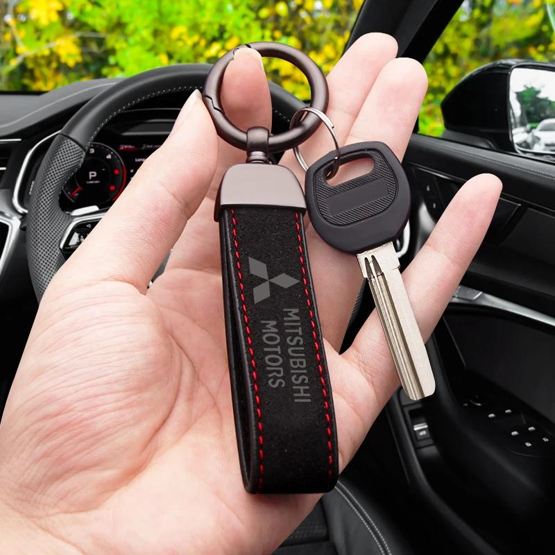 Кожаный Металлический Брелок Чехол Кольцо Держатель Для Моделей Mitsubishi Outlander ASX Pajero Xpander и т.д. Автомобильный Аксессуар Подарочная Коробка