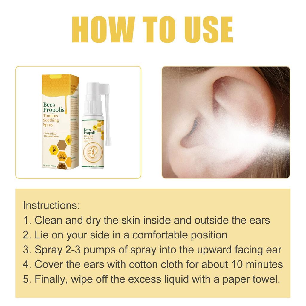Propolis Spray For Tinnitus Cares, Relieves Tinnitu, Ear Discomfort, Clean Earwax Ear Drops 60ml