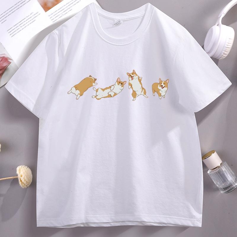 Cute Corgi Tshirt Unisex Tee Shirt Aesthetic T Shirts Dog Lover TShirt Funny Mothers Fathers Day Gift Dad Tee Clothing Tops