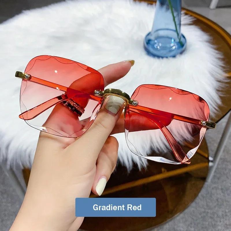 Новые безрамные солнцезащитные очки с обрезанными краями, модные летние солнцезащитные козырьки, женские прозрачные разноцветные линзы, UV4, женские солнцезащитные очки