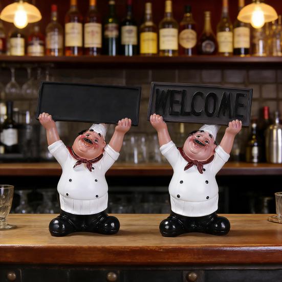 Фигурка повара из смолы с доской для сообщений, держателем для зубочисток, статуэтка повара из смолы, скульптура, декор для кухонной столешницы, украшение для дома, кафе, ресторана