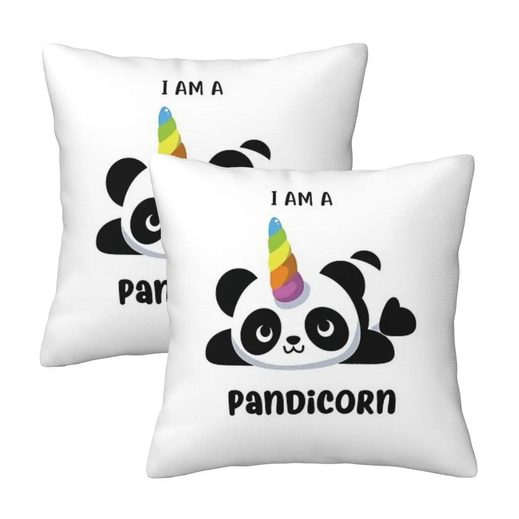 Panda Cute Animal 2 pcs Square Pillowcase Pillow Cover Cushion Zip Decorative Comfort Throw Pillow for Home Car