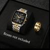 2PCS Fashion Men's Ring Watch Set Luxury Stainless Steel Man Business Watches With Calendar Relogio Masculino (Without Box)