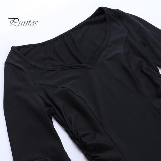 Женское платье на Хэллоуин с подолом «рыбий хвост» Slim Fit Нерегулярные манжеты с рюшами и рукавами «летучая мышь» Готическое платье с круглым вырезом Сплошной цвет Косплей Производительность Макси-платье