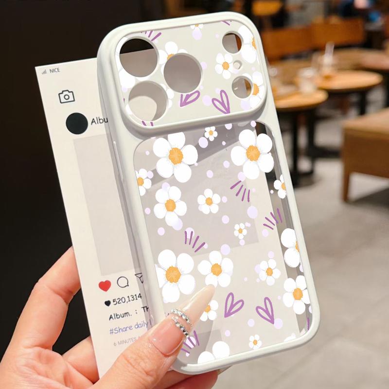 Милый мультяшный цветочный чехол для iPhone 17 Pro Max Для iPhone 16 15 14 13 Pro Max Роскошный гибридный TPU+PC Прозрачная задняя панель Жесткая крышка