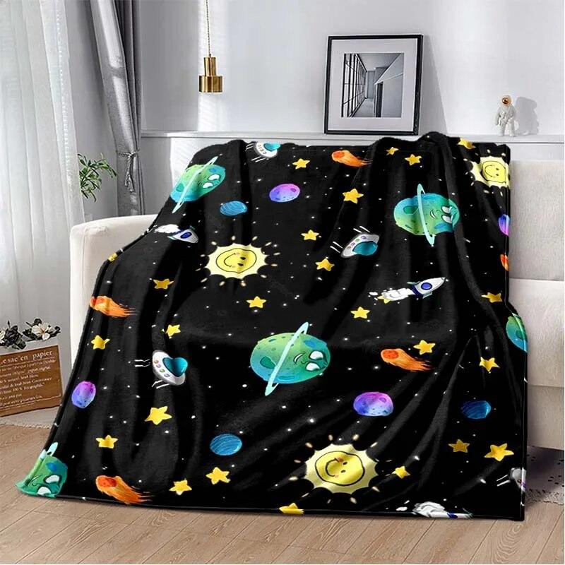 Фланелевое одеяло с 3D принтом космических животных, универсальное праздничное подарочное одеяло, теплые и мягкие одеяла на все сезоны