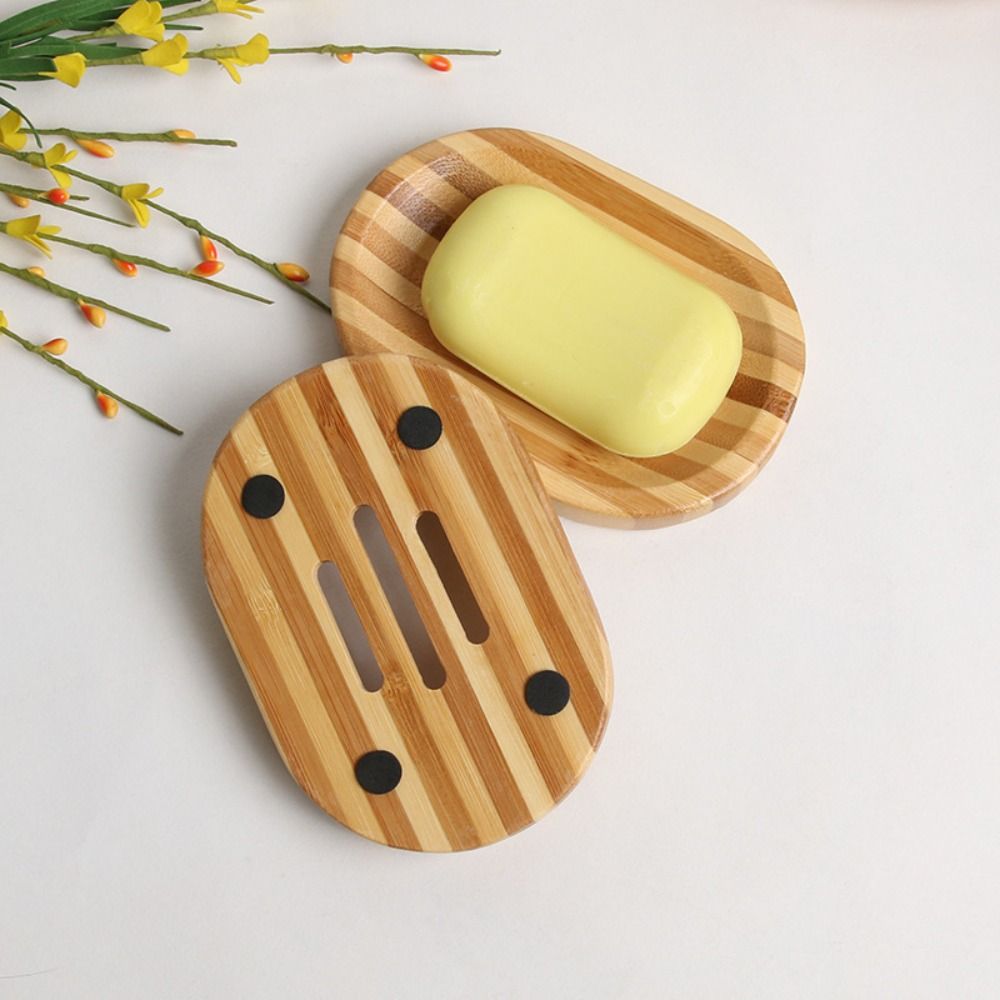 Square Drainer Bamboo Soap Holder Durable Soap Tray Home