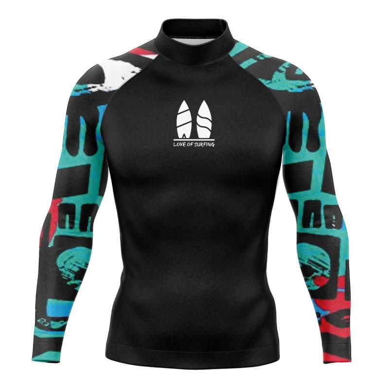 Mens UPF 50 Rash Guard Long Sleeve Swimwear Quick Dry Compression Surf Suit