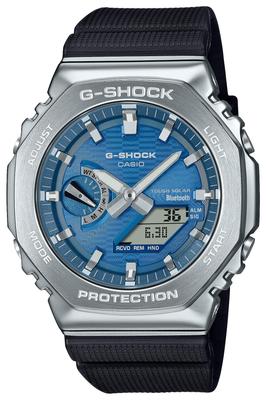Синие часы Casio с прочными металлическими и экологически чистыми материалами GBM-2100A-2BJF Мужские, Крышка, Bluetooth, Солнечные,