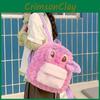 Cartoon Pink Cute Angel Flower Decor Plush Backpack For Students Daily Use