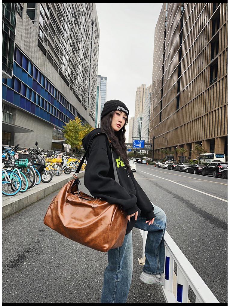 Ruiying Ретро Водонепроницаемая Унисекс Дорожная Сумка из ПУ Кожи - Большая Вместимость для Спортзала и Ручная Кладь для Самолета