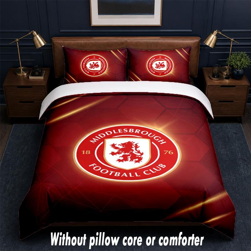 Middlesbrough Design Bed Bedding Set 1 Duvet Cover + 2 Pillowcases Soft Breathable Household Bed Linens