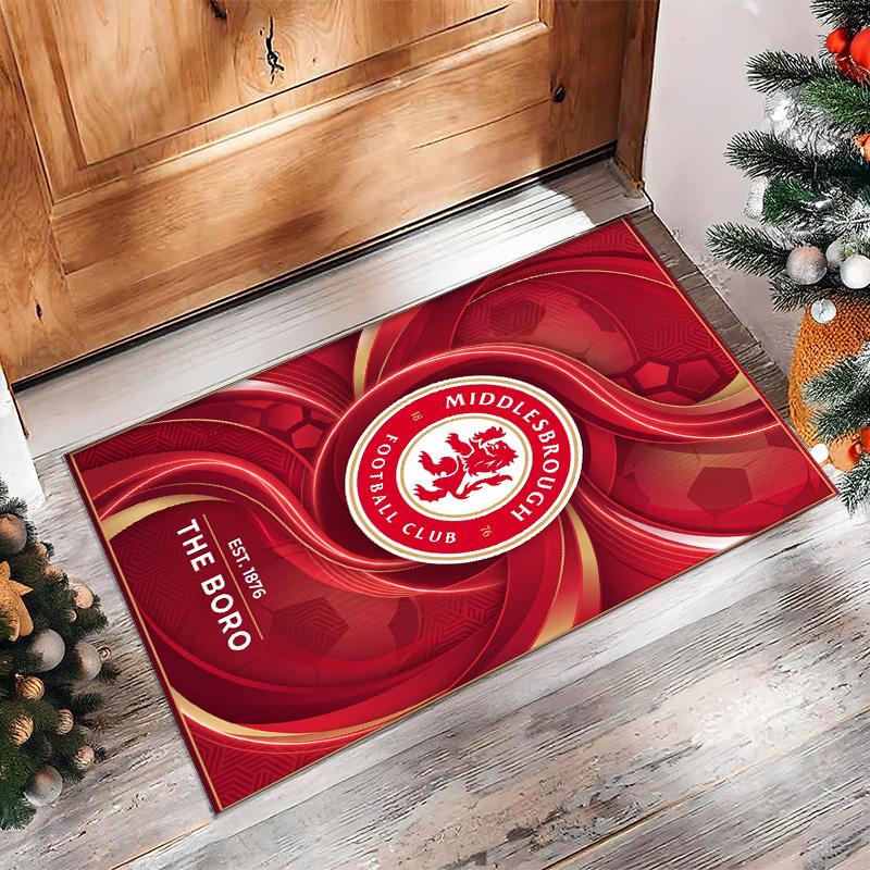 Middlesbrough FC Soccer Football Pattern Soft Area Rug Non Slip Indoor Floor Carpet Sports Decor Mat for Bedroom