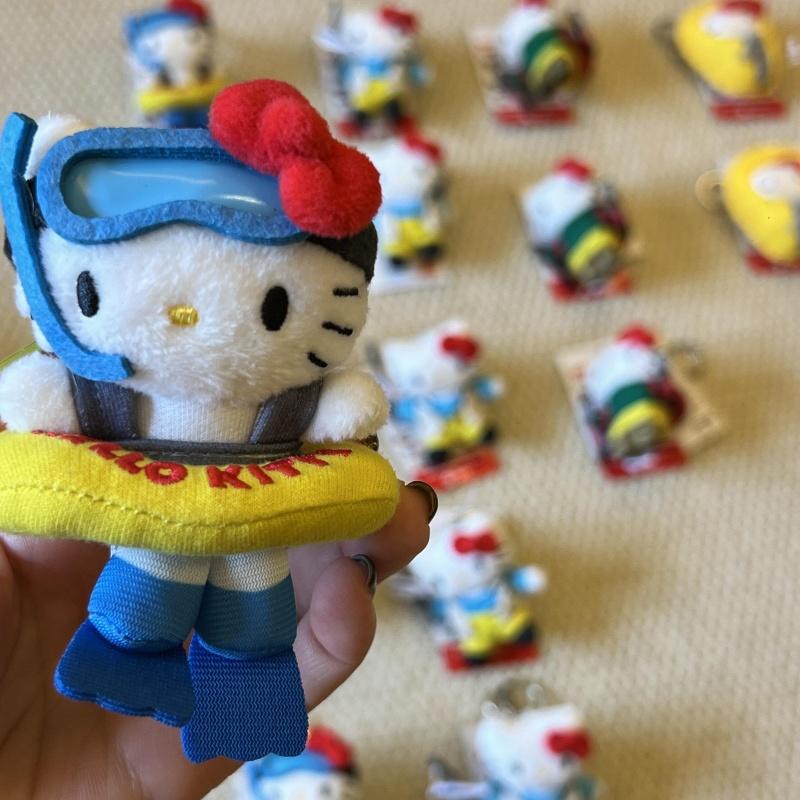Sanrio Plush Keychain outdoor diving swimring series Cartoon Hello Kitty Plushies Toys Pendant Cute kuromi Doll Holiday gift