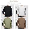 JEANSWEST Men's Casual Loose Fit Round Neck Spliced Sweatshirt