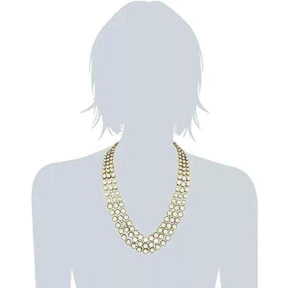 Позолоченные традиционные украшения из жемчуга Кундан, комплект ожерелья с серьгами для женщин