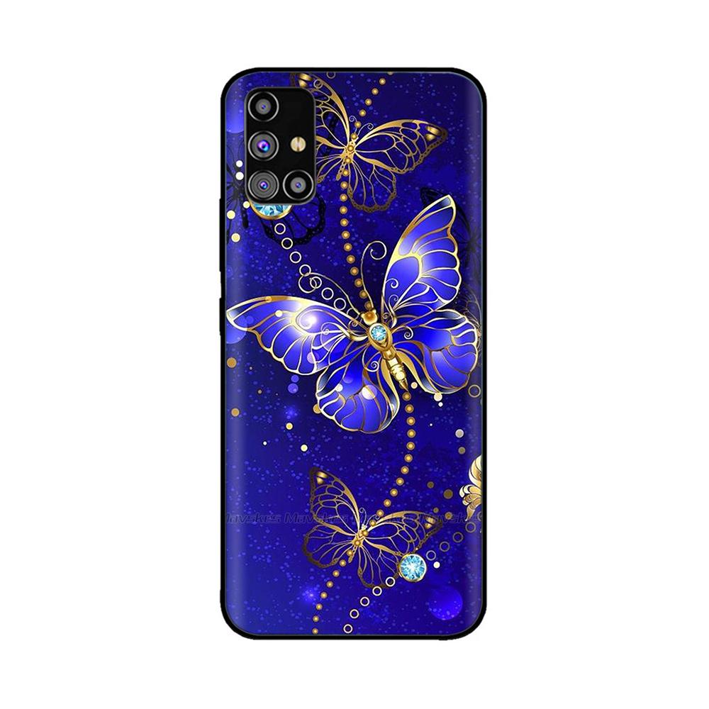For Samsung Galaxy A51 Phone Case Heart-Butterfly Funda For Samsung A51 Case A 51 4G 5G Cover Protection Liquid Silicone Bumper
