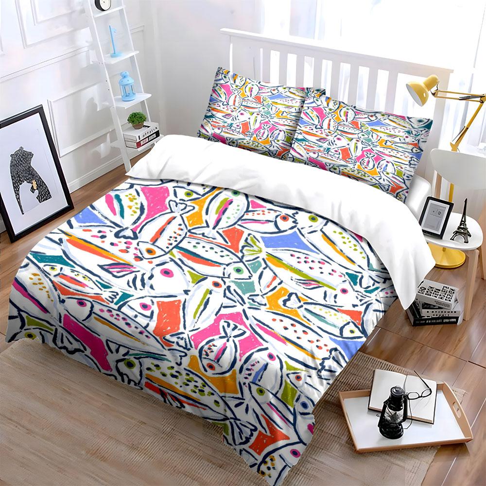 "Vibrant underwater fish parade" Bedding sets Duvet covers Pillowcases(1* Duvet Cover 2* Pillowcases without duvet insert)
