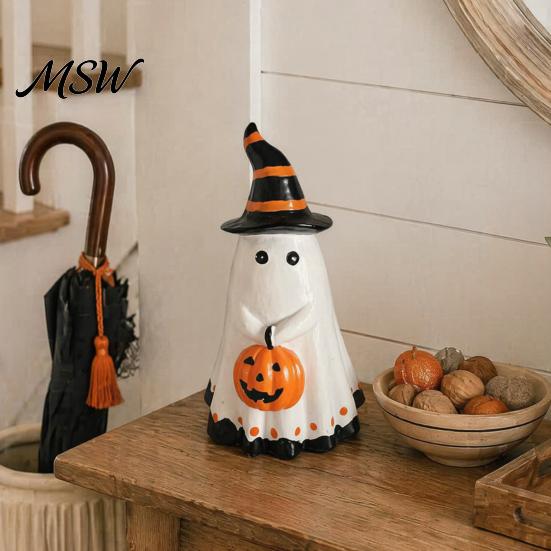 Decorative Halloween Figurines Ghost Ornament, Cute Tabletop Sculpture, Durable Resin Centerpiece Table for Home Party Festive Shelf Decorations