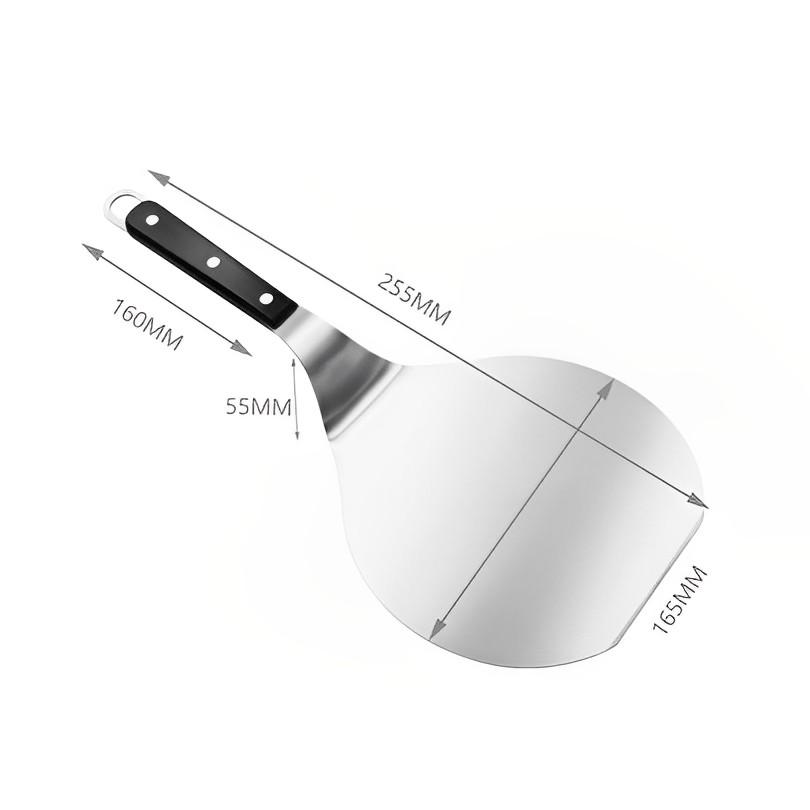 Лопатки для пиццы из нержавеющей стали, деревянная ручка, круглая лопатка, лопатка для выпечки тортов, инструмент для выпечки, кухонные аксессуары, серебристый + черный цвет