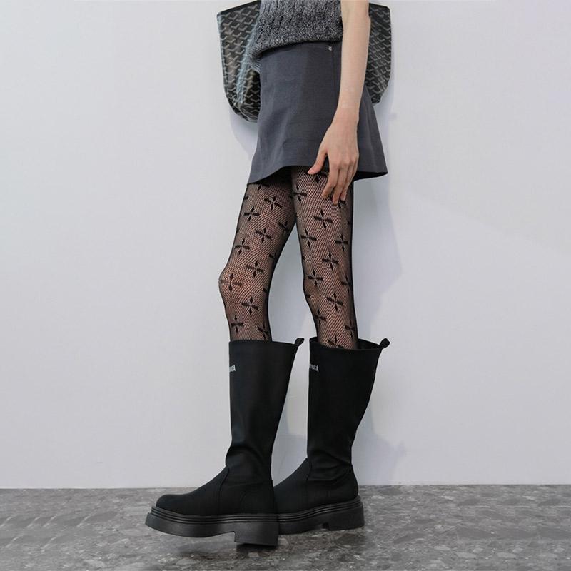 Lolita Girls Cross Print Fishnet Tights Lingeries Sexy  Women Hollow Out Pantyhose Y2K Pants Gothic Fashion Body Stockings
