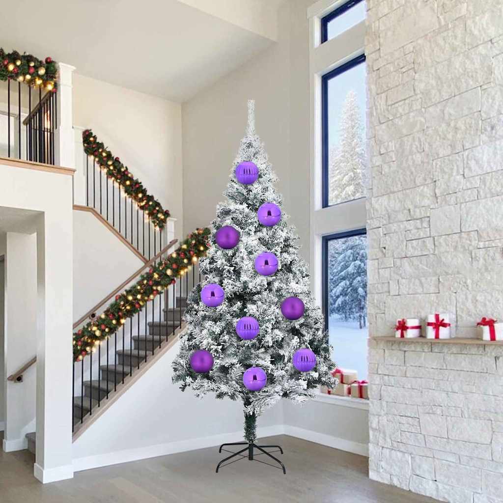 XXL Christmas Ornament Set 3 pcs Purple Plastic