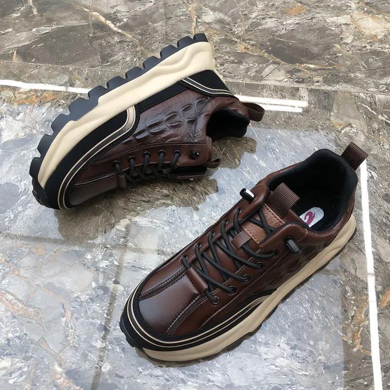 2025 New Men's Sports Shoes, Leather Casual Shoes, Men's Platform Running Shoes, Luxurious and Fashionable Men's Tennis Shoes