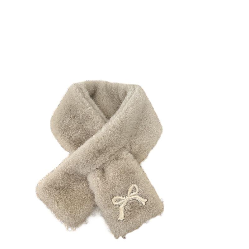 Fashion Solid Color Bowknot Scarf Korean Style Warm Kids Plush Scarf Windproof Casual Anti-Cold Neckerchief Girls