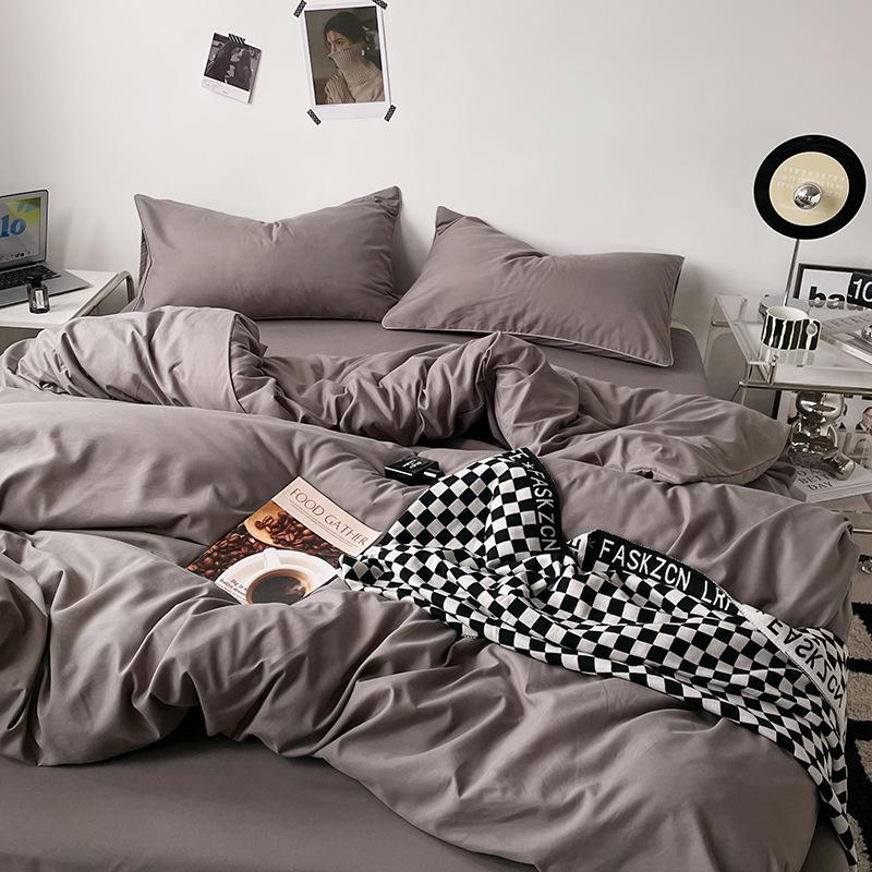 Комплект постельного белья в японском стиле, однотонный, приятный для кожи: Простыня, пододеяльник и наволочка 