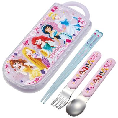 Ланч-бокс Trio Set палочки для еды ложка вилка Disney Princess 24 для детей антибактериальная обработка легко открывается раздвижного типа сделано в Японии