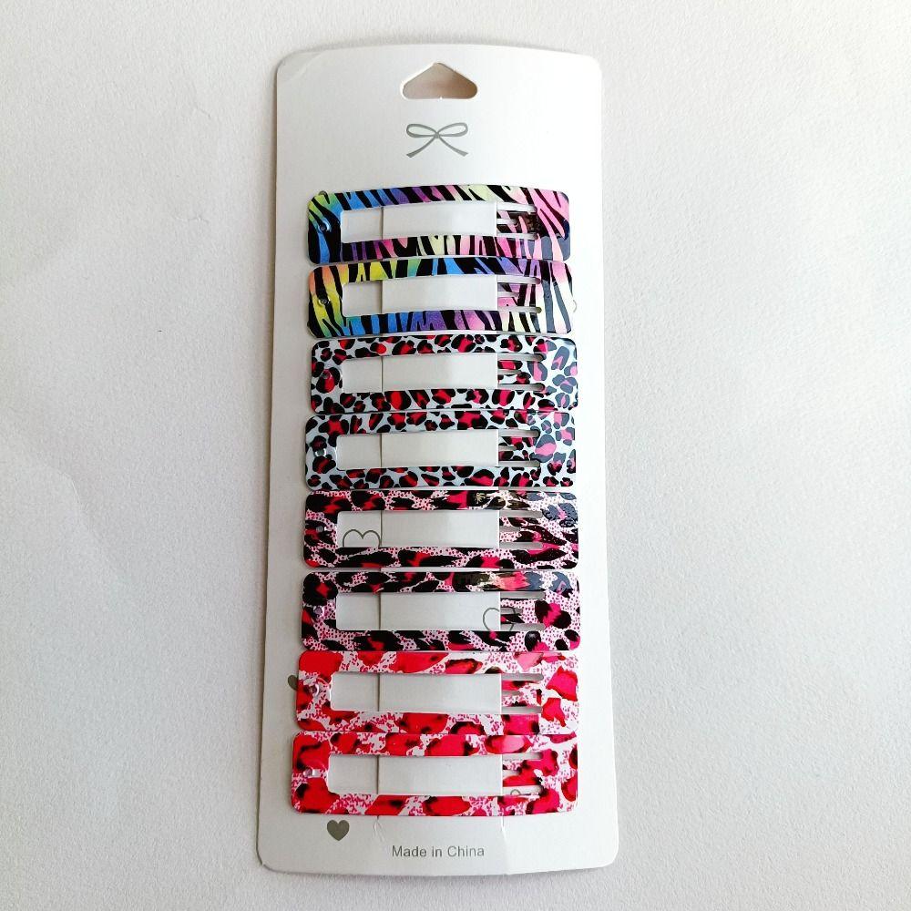 8pcs Geometric Star Leopard Print Hairpins Vintage BB Clips Bangs Hairclip For Women Girls