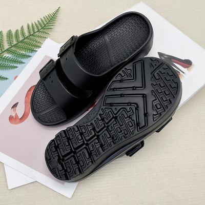 Женские дышащие тапочки, сандалии с двойной регулировкой на толстой подошве, повседневные износостойкие пляжные уличные тапочки из ЭВА на одной кнопке