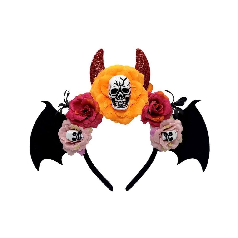 Gothic Halloween Skull Headband Simulation Flowers Day of The Dead Hairband Festive Decorations