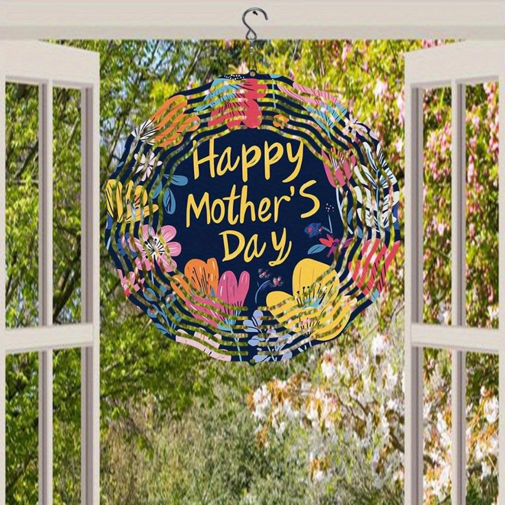 Metal Art Windmill Outdoor Garden Decor Floral Wind Spinner Mother Day Gift for Home Yard Patio Dynamic 2D Wind Chime Decoration