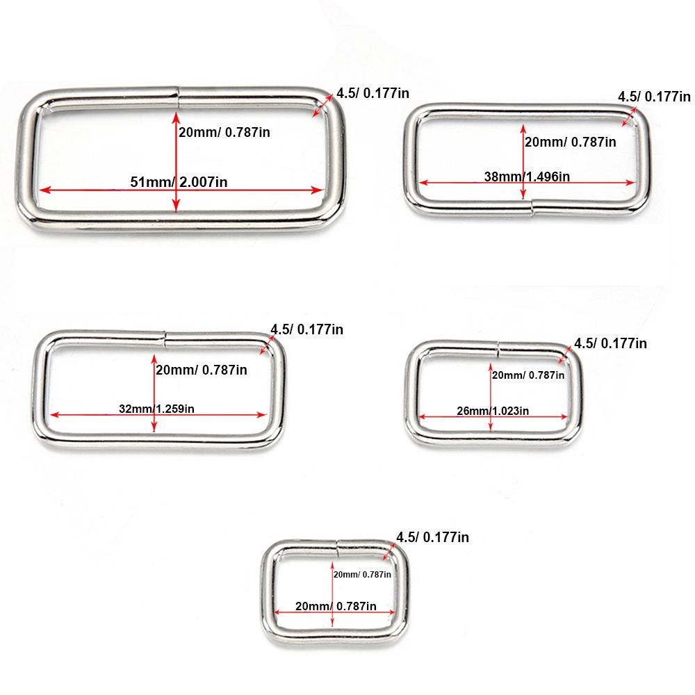 5PCS Metal Adjustable Rectangle Rings Buckles Garment Belt DIY Needlework Luggage Sewing Handmade Bag Purse Buttons
