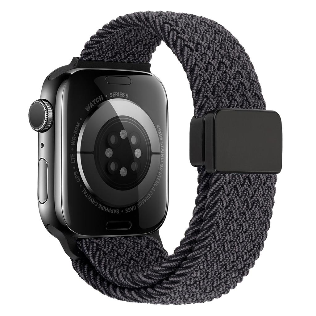 Ремешок для Apple Watch Series 10 Ultra 9 8 7 SE 6 5 4 3 2 1 46 мм 49 мм 45 мм 44 мм 42 мм, нейлоновый регулируемый ремешок с магнитной застежкой
